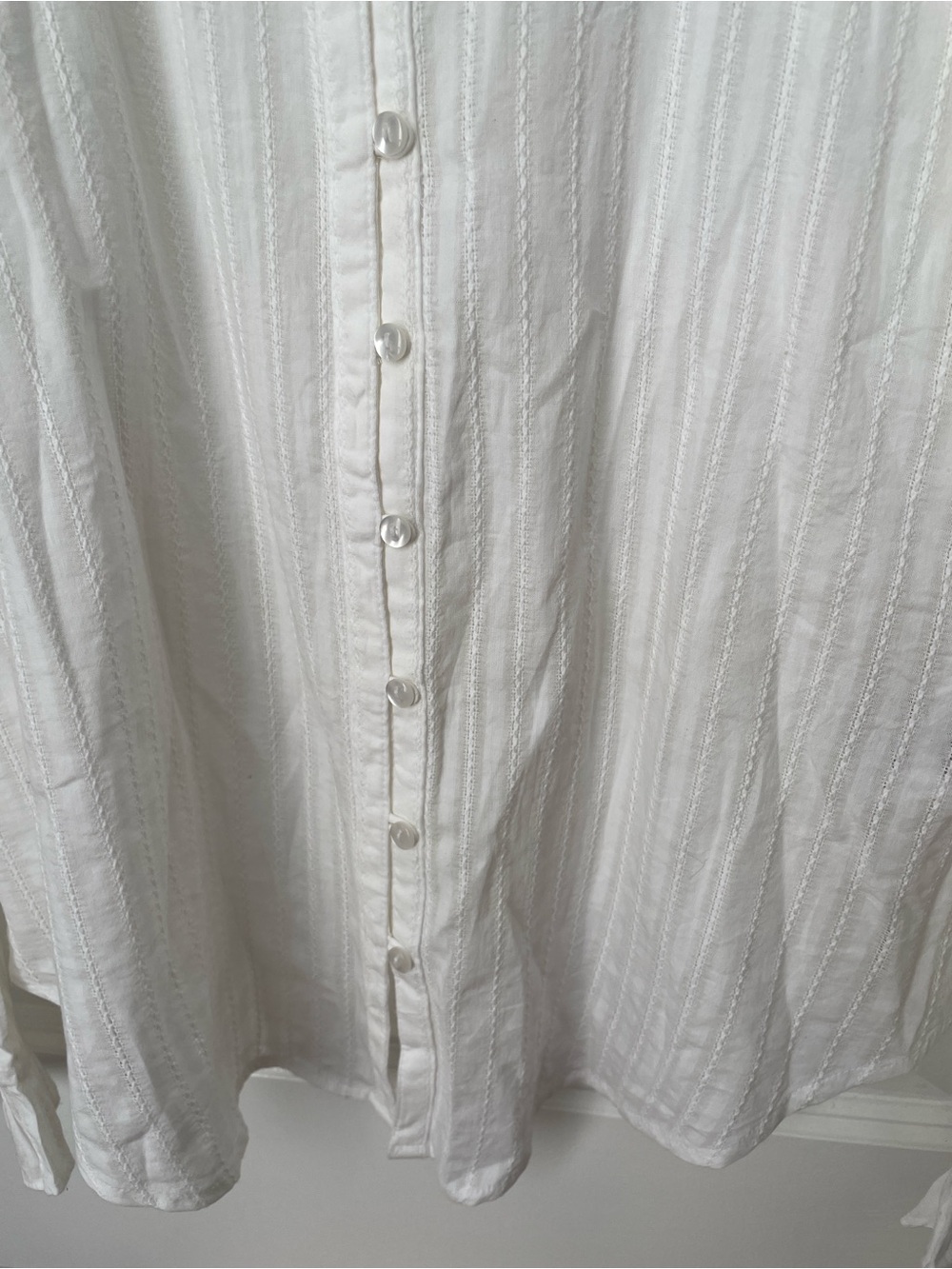 Quince sz S Embroidered organic Cotton Ruffle Collar Long Sleeve cottage Blouse - Picture 7 of 13